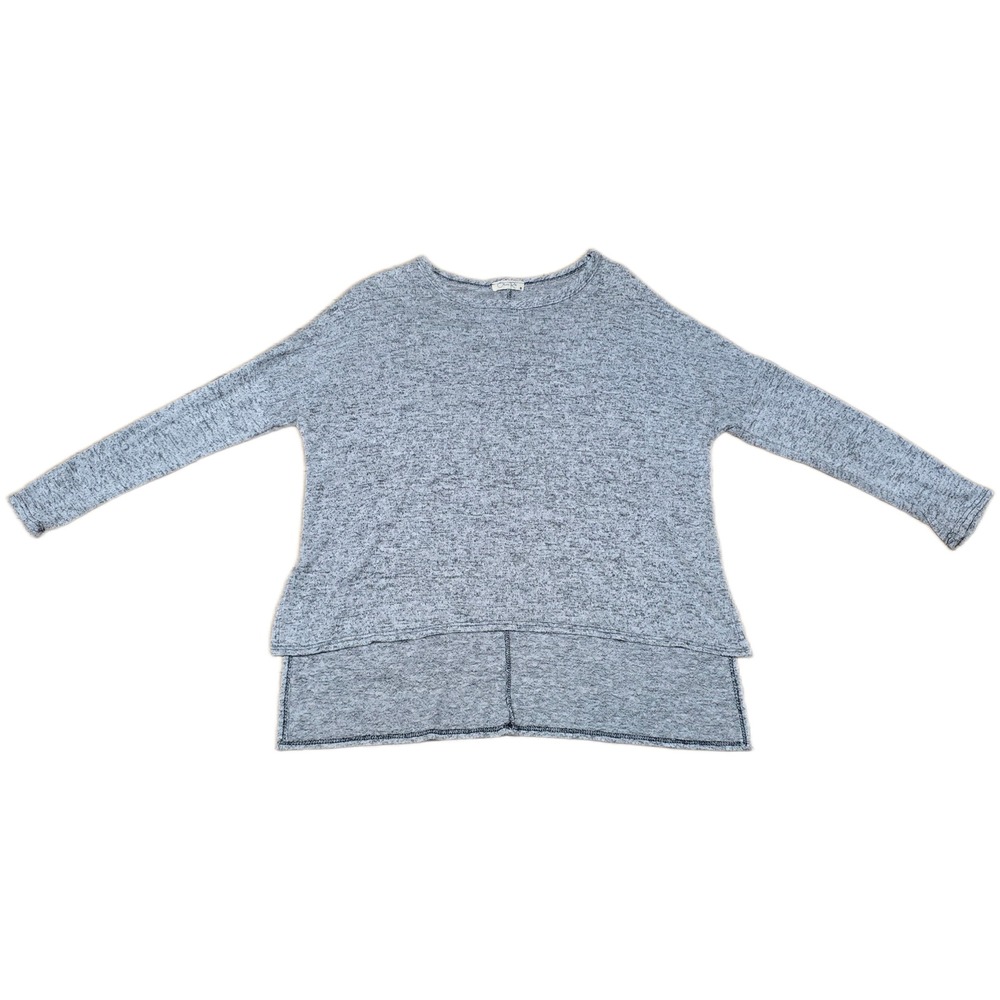 Olivia Rae Womens Heather Grey Knit Long Sleeve High Low‎ Top Size Large